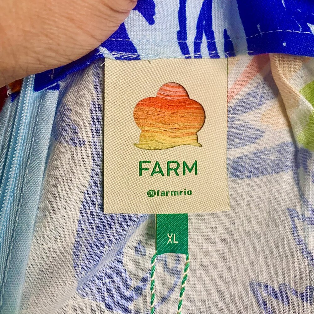 Farm Rio Blue Color Birds Midi Dress NWT Size XL - Picture 5 of 16